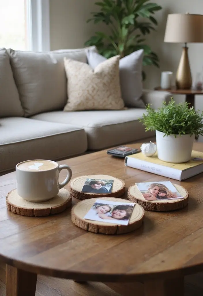 30 DIY Living Room Decor on a Budget That Looks High-End - 21. DIY Photo Coasters