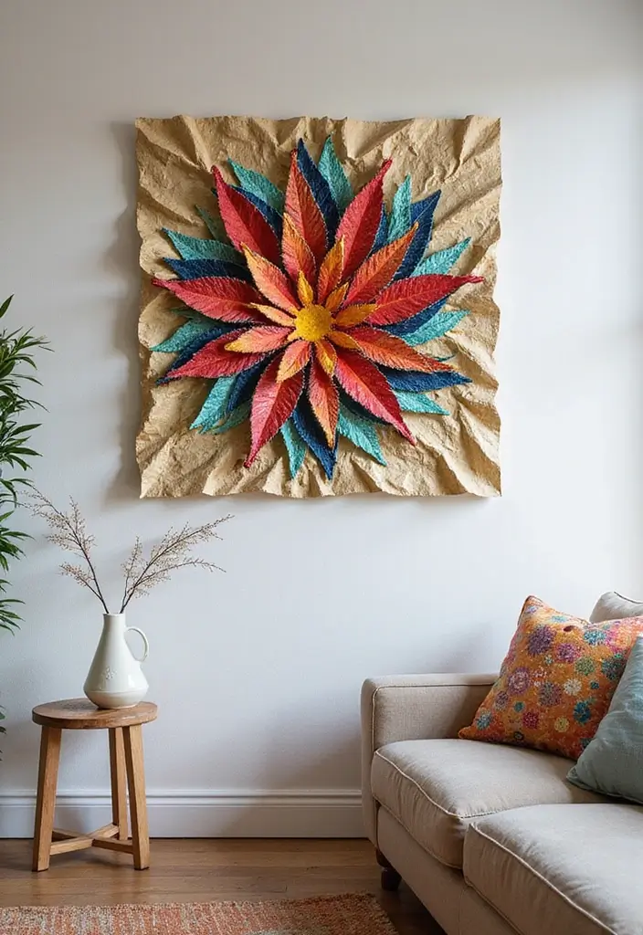 30 DIY Living Room Decor on a Budget That Looks High-End - 22. Recycled Paper Wall Art