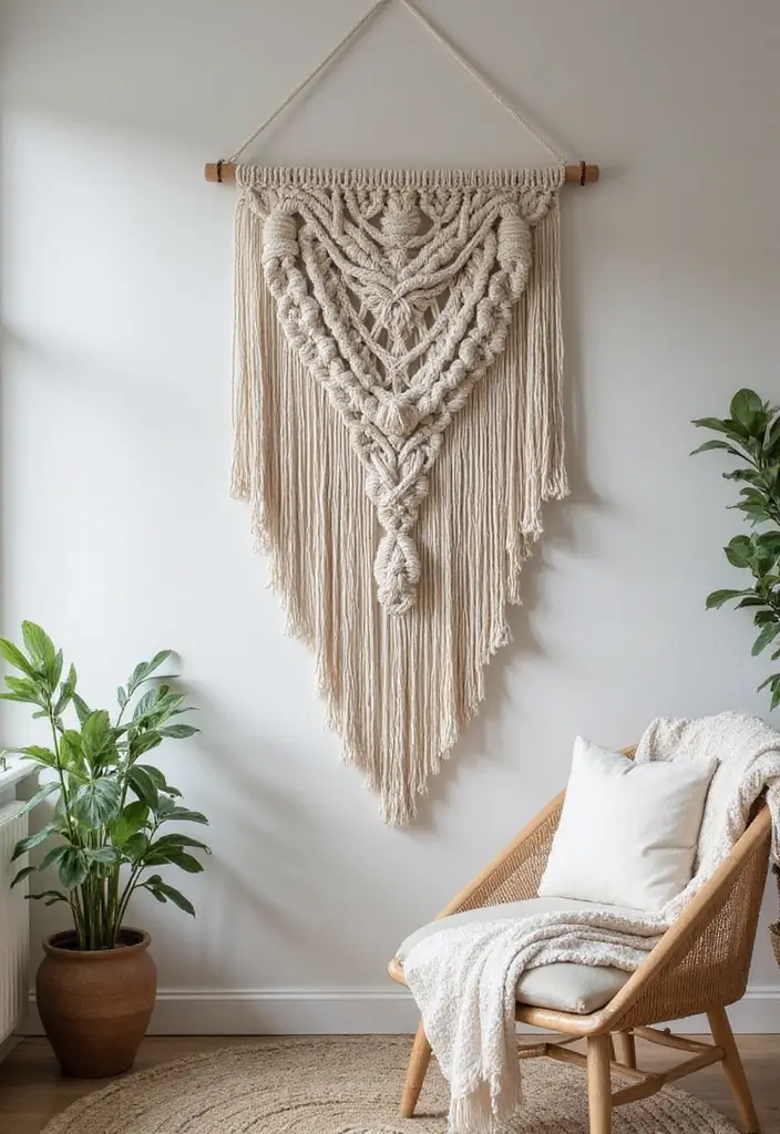 30 DIY Living Room Wall Decor Ideas to Refresh Your Home - 1. Macrame Wall Hanging