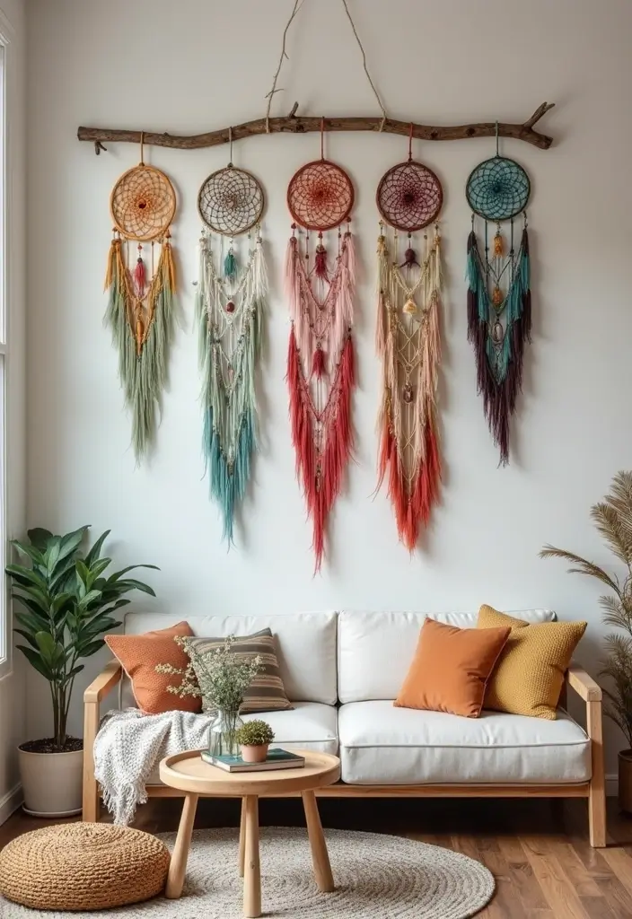 30 DIY Living Room Wall Decor Ideas to Refresh Your Home - 11. Dreamcatcher Display
