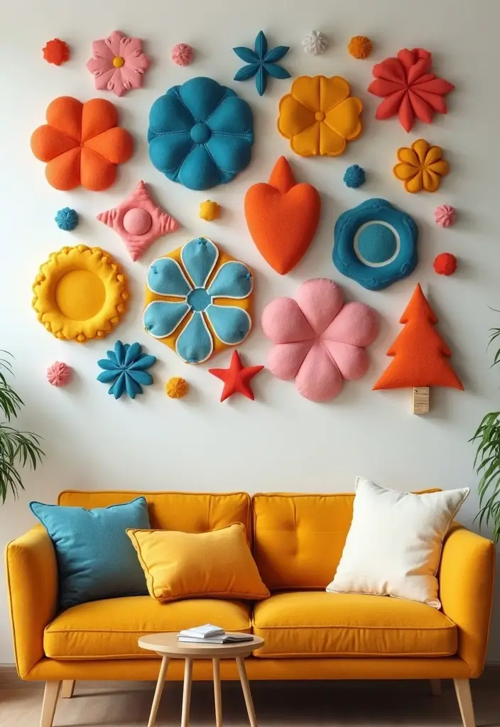 30 DIY Living Room Wall Decor Ideas to Refresh Your Home - 14. Felt Wall Art