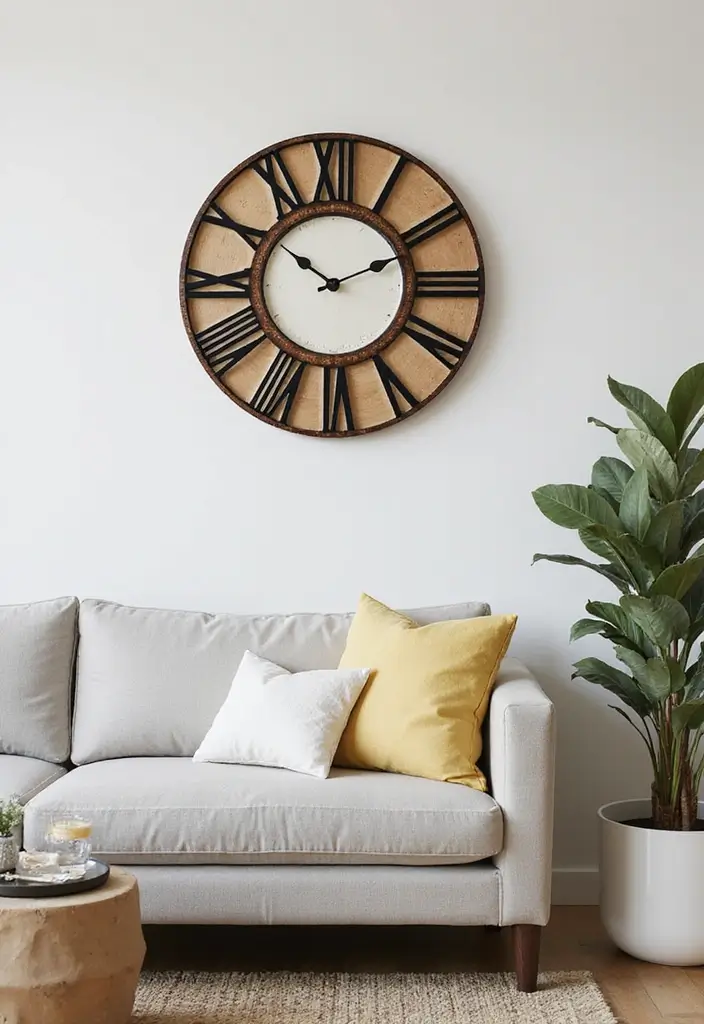 30 DIY Living Room Wall Decor Ideas to Refresh Your Home - 17. DIY Wall Clock