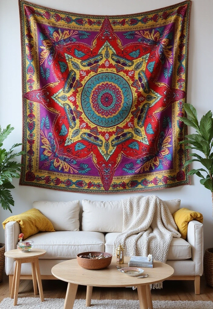 30 DIY Living Room Wall Decor Ideas to Refresh Your Home - 21. DIY Wall Tapestry