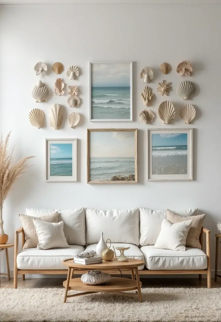 30 DIY Living Room Wall Decor Ideas to Refresh Your Home - 26. Coastal-Inspired Decor