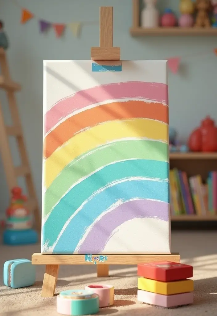 30 DIY Painting Canvas Easy Wall Decor That Looks Professional - 1. Rainbow Stripes