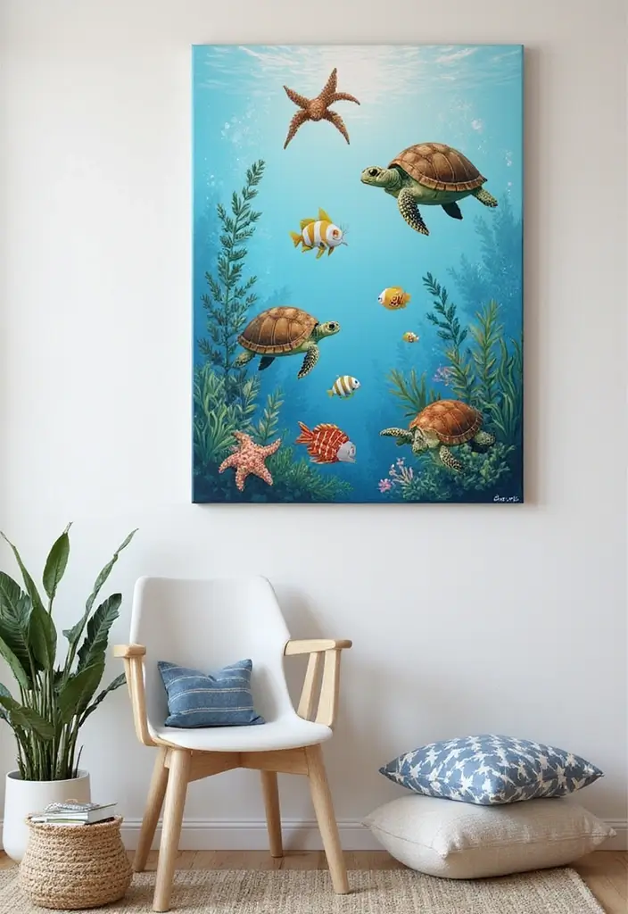 30 DIY Painting Canvas Easy Wall Decor That Looks Professional - 15. Sea Life Wonders