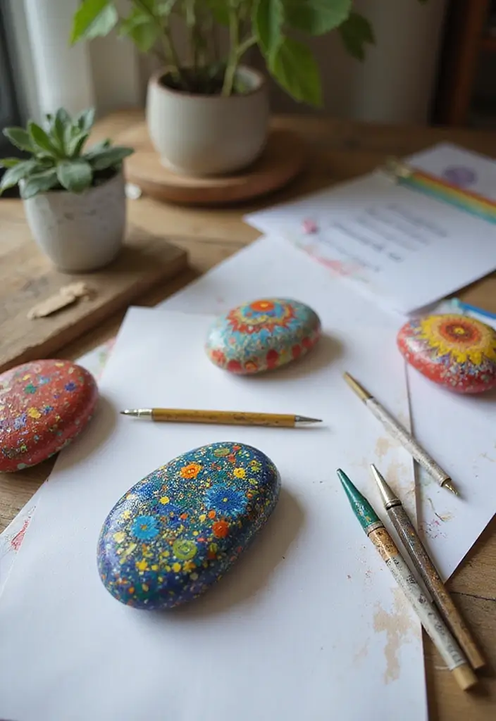 30 DIY Study Table Decor Ideas Craft Rooms That Spark Creativity - 13. DIY Painted Rock Paperweights