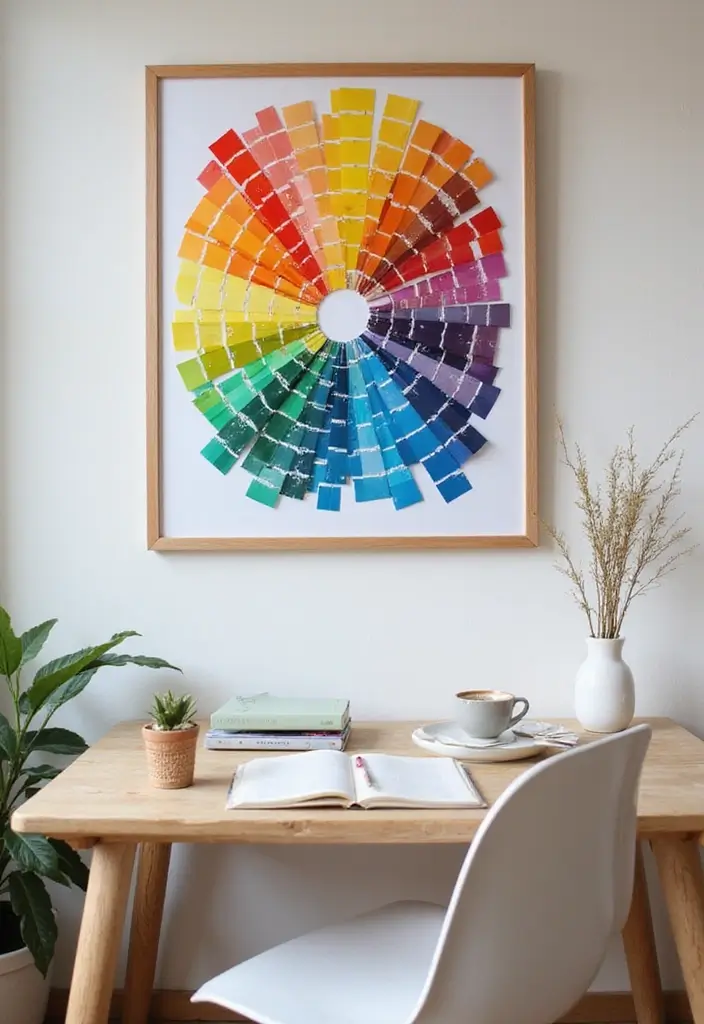 30 DIY Study Table Decor Ideas Craft Rooms That Spark Creativity - 15. DIY Paint Chip Wall Art