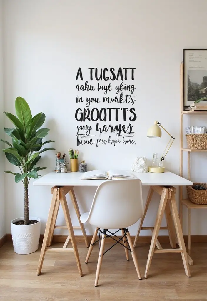 30 DIY Study Table Decor Ideas Craft Rooms That Spark Creativity - 27. Inspirational Quote Wall Decals