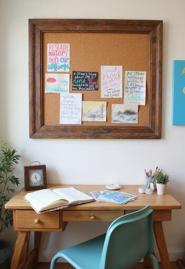 30 DIY Study Table Decor Ideas Craft Rooms That Spark Creativity - 3. DIY Cork Board Inspiration Wall