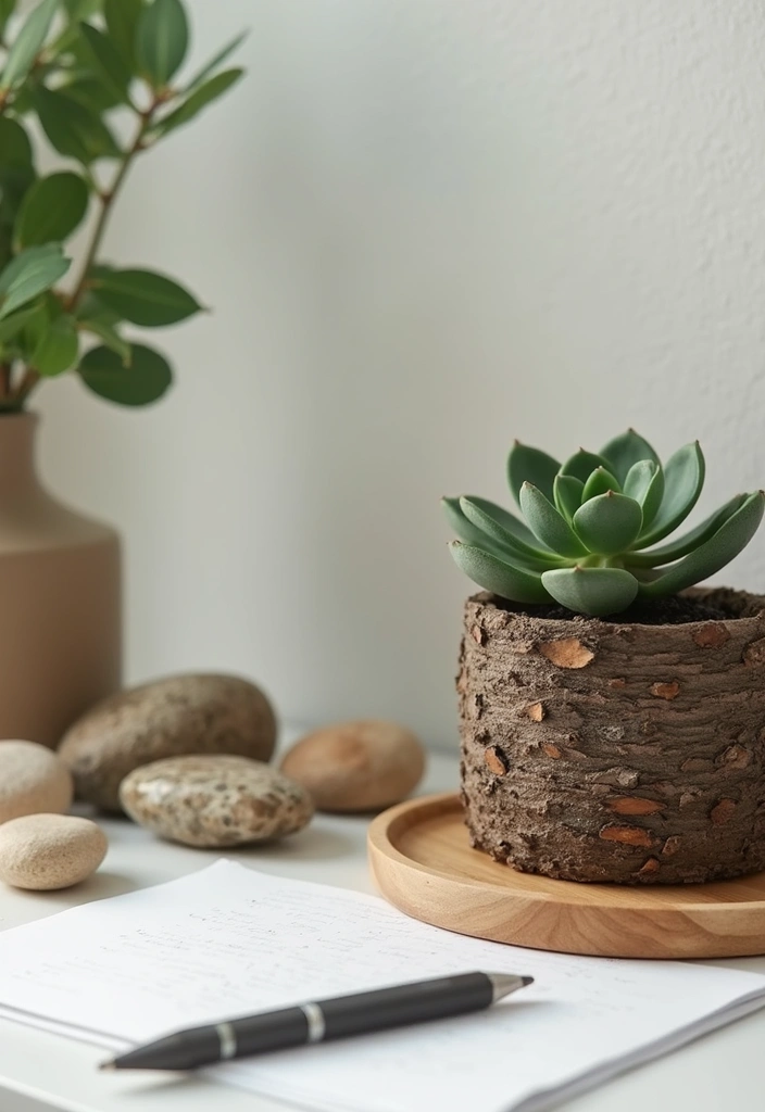 30 DIY Study Table Decor Ideas Craft Rooms That Spark Creativity - 7. Nature-Inspired Desk Accessories