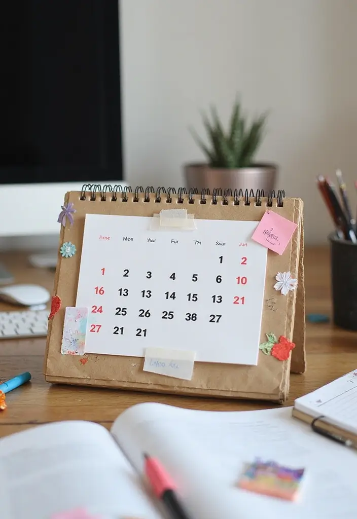 30 DIY Study Table Decor Ideas Craft Rooms That Spark Creativity - 9. Customizable Desk Calendar