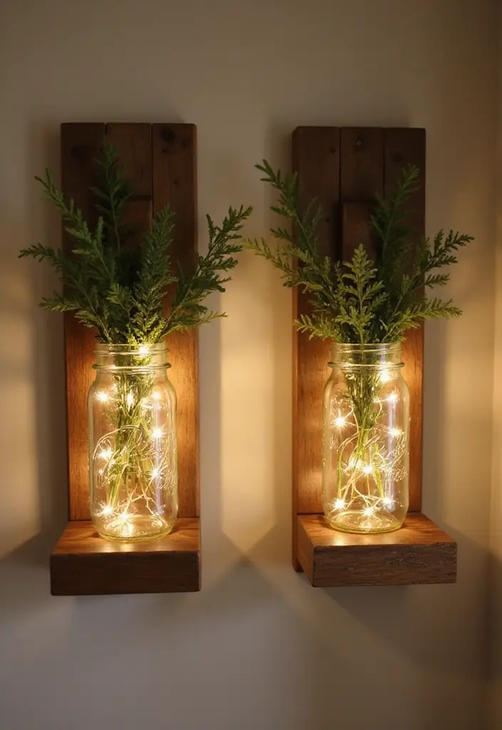30 Easy DIY Home Decor Cheap Homemade Wall Art Craft Ideas That Inspire - 12. Mason Jar Wall Sconces