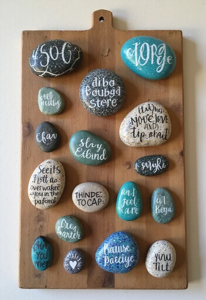 30 Easy DIY Home Decor Cheap Homemade Wall Art Craft Ideas That Inspire - 13. Painted Rocks Wall Art