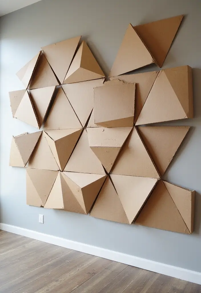 30 Easy DIY Home Decor Cheap Homemade Wall Art Craft Ideas That Inspire - 17. Geometric Wall Panels from Cardboard