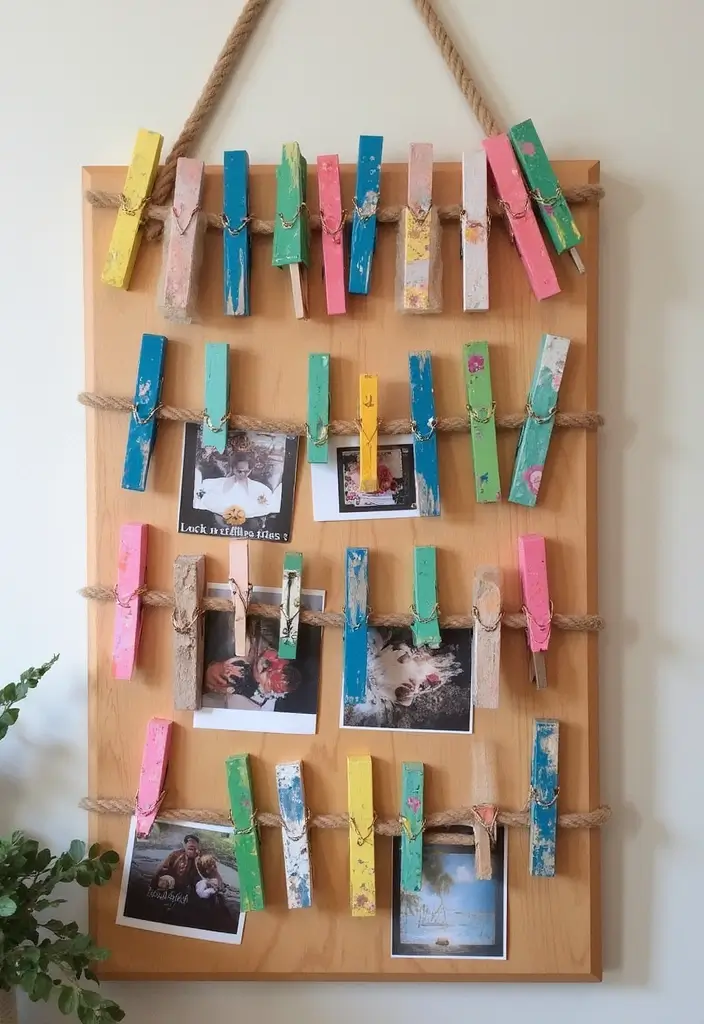 30 Easy DIY Home Decor Cheap Homemade Wall Art Craft Ideas That Inspire - 23. Clothespin Wall Art