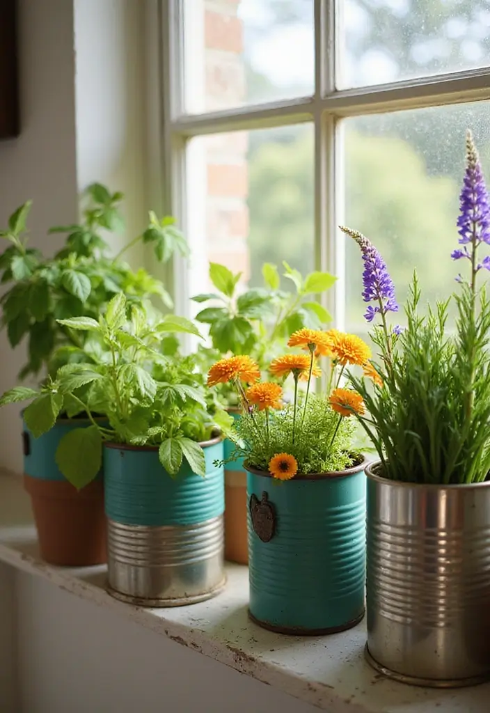 30 Easy DIY Home Decor Cheap Homemade Wall Art Craft Ideas That Inspire - 6. Upcycled Tin Can Planters