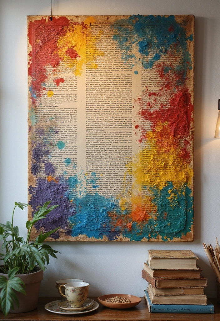 30 Easy DIY Home Decor Cheap Homemade Wall Art Craft Ideas That Inspire - 7. Canvas Art with Old Book Pages