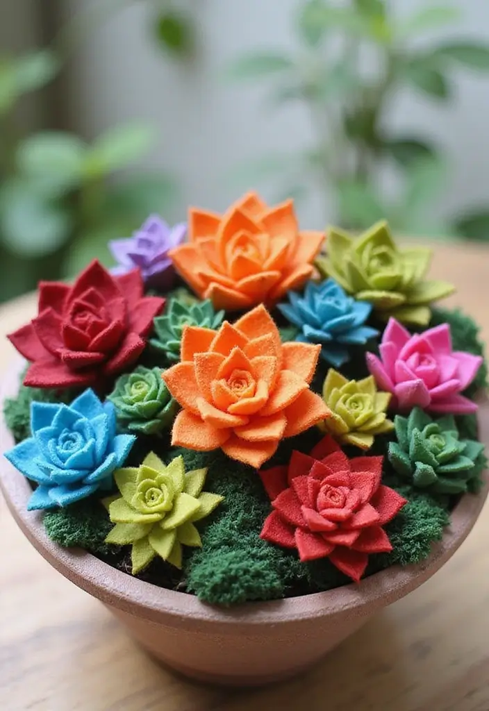 30 Easy DIY Room Decor for Teens That Feel Aesthetic and Cool - 16. Felt Succulent Garden