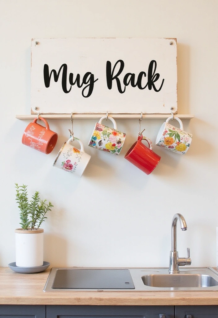 30 Easy DIY Room Decor for Teens That Feel Aesthetic and Cool - 23. DIY Personalized Mug Rack