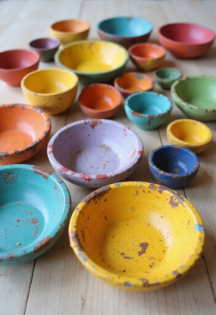 30 Easy DIY Room Decor for Teens That Feel Aesthetic and Cool - 4. Colorful Paper Mache Bowls