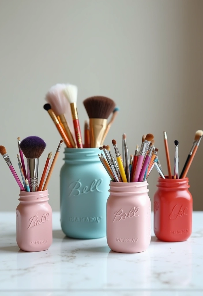 30 Easy DIY Room Decor for Teens That Feel Aesthetic and Cool - 5. Painted Mason Jar Organizers