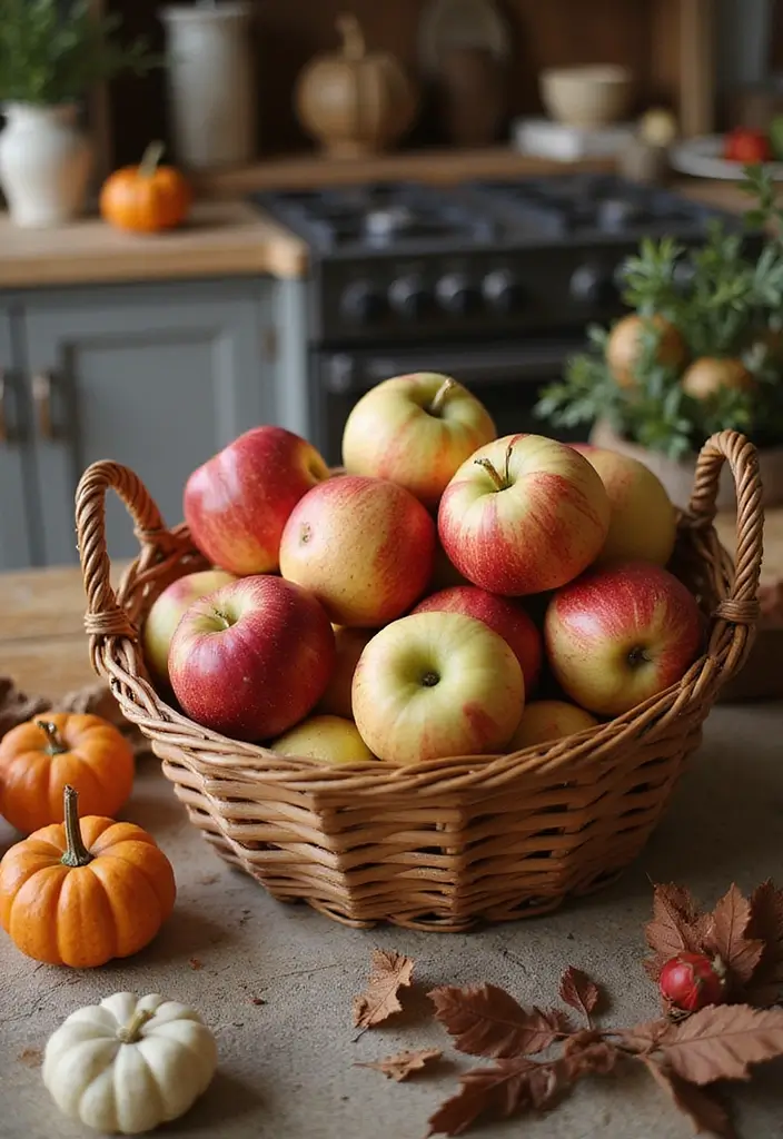 30 Fall Decor Ideas for the Home DIY Projects That Feel Cozy - 12. Apple Basket Display