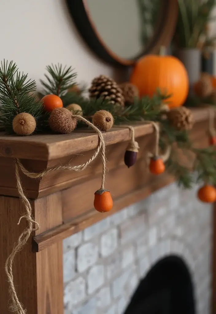 30 Fall Decor Ideas for the Home DIY Projects That Feel Cozy - 2. Acorn Garland