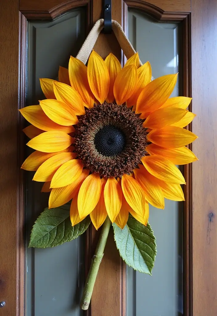 30 Fall Decor Ideas for the Home DIY Projects That Feel Cozy - 27. Sunflower Door Hanger