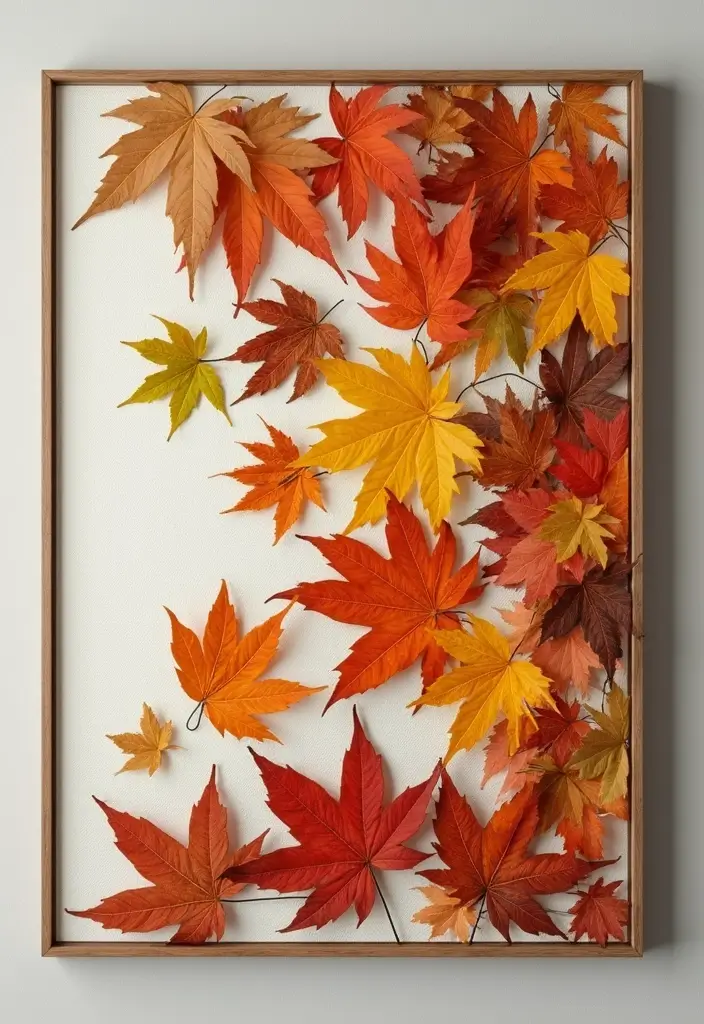 30 Fall Decor Ideas for the Home DIY Projects That Feel Cozy - 4. Dried Leaf Wall Art