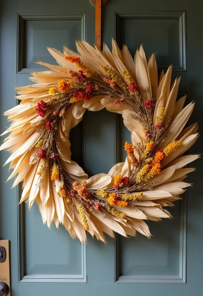 30 Fall Decor Ideas for the Home DIY Projects That Feel Cozy - 6. Corn Husk Wreath