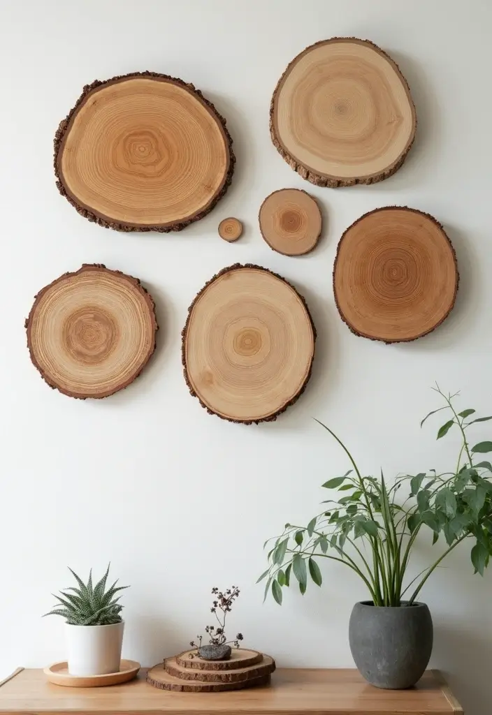 30 Room Decor Bedroom DIY Wall Art Ideas That Transform Your Space - 15. Wooden Slice Wall Hangings