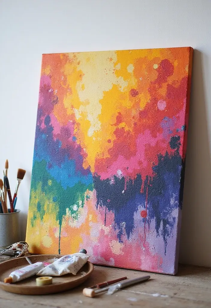 30 Room Decor Bedroom DIY Wall Art Ideas That Transform Your Space - 2. Painted Canvas Art