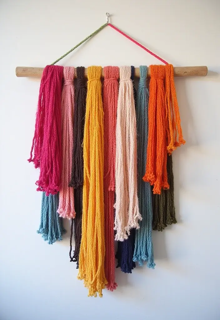 30 Room Decor DIY Aesthetic Room Decor DIY Looks for Every Mood - 13. Colorful Yarn Wall Hanging
