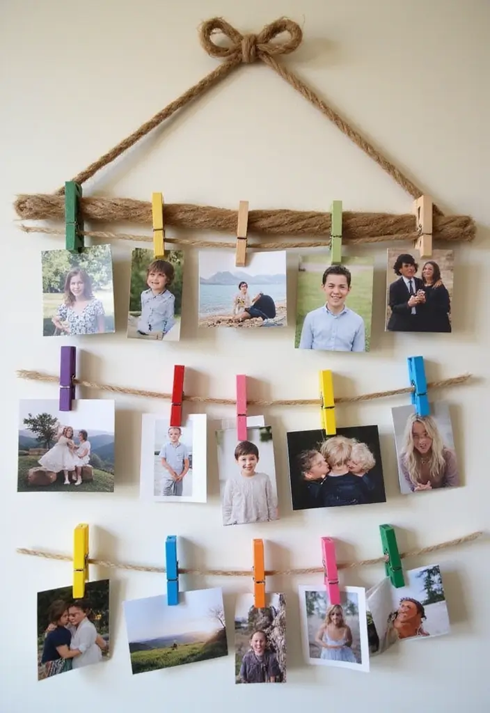 30 Room Decor DIY Aesthetic Room Decor DIY Looks for Every Mood - 17. DIY Clothespin Photo Display