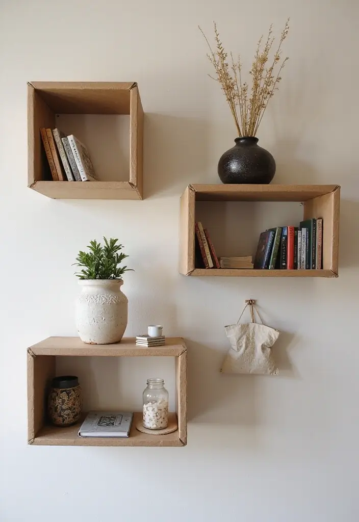 30 Room Decor Ideas DIY for Teens Crafts That Are Trendy and Fun - 14. Upcycled Cardboard Shelves