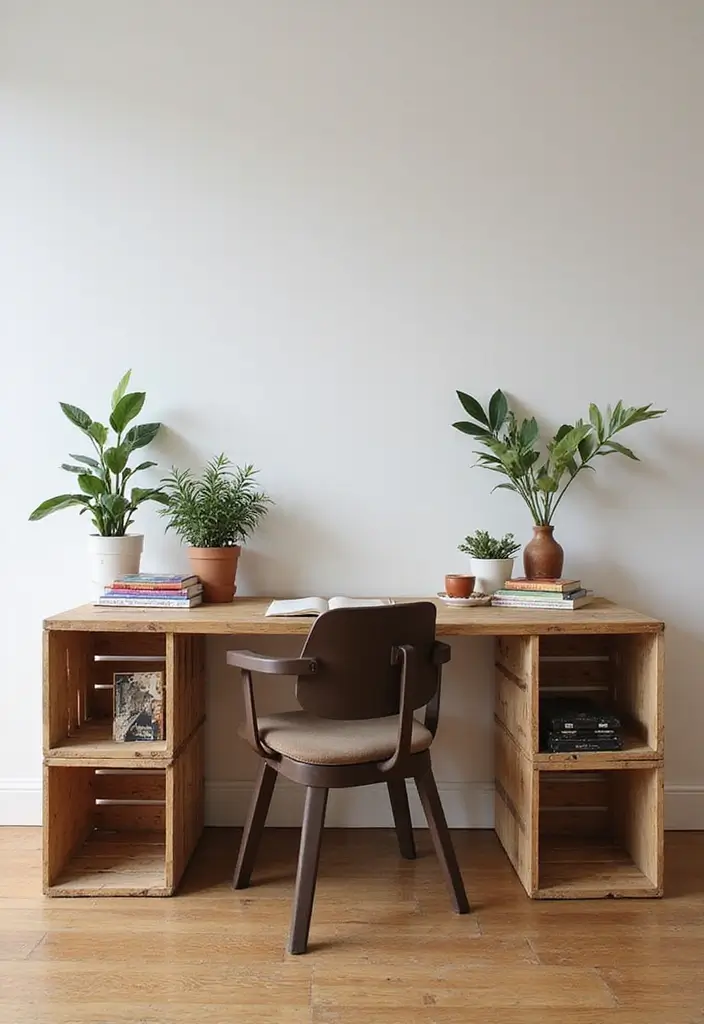 30 Study Table DIY Decor Desk Ideas to Boost Motivation - 1. Upcycled Wooden Crates