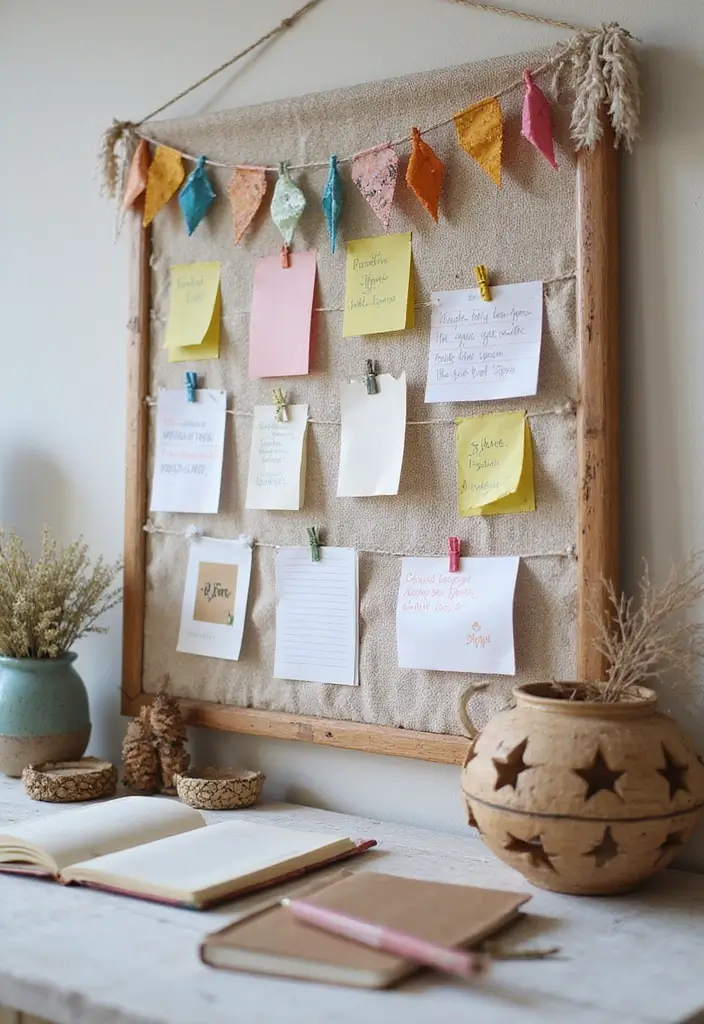 30 Study Table DIY Decor Desk Ideas to Boost Motivation - 12. Fabric Pinboard