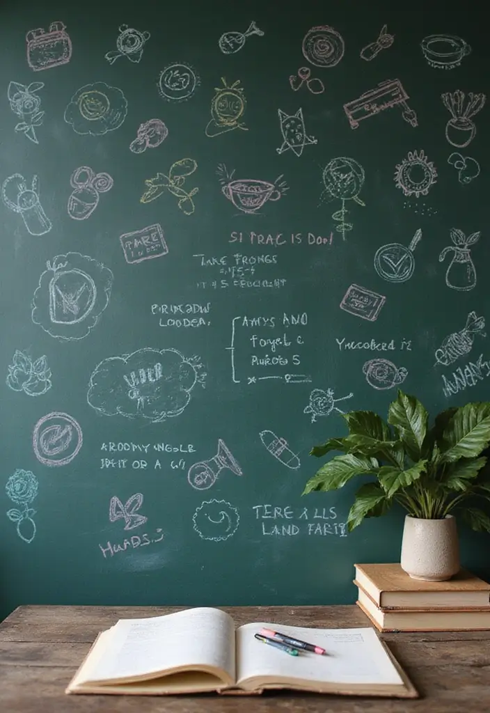 30 Study Table DIY Decor Desk Ideas to Boost Motivation - 15. Chalkboard Paint Wall