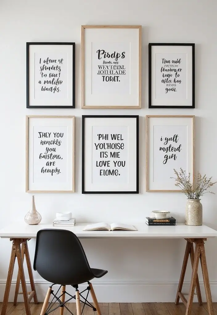 30 Study Table DIY Decor Desk Ideas to Boost Motivation - 22. Inspirational Quote Wall