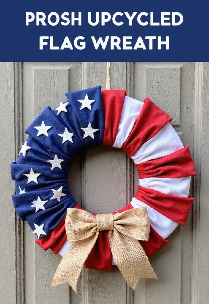 4th of July DIY Decor: A Patriotic Guide with 19 Festive Styling Inspirations - 1. Upcycled Flag Wreath