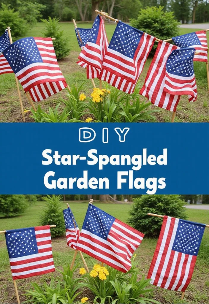 4th of July DIY Decor: A Patriotic Guide with 19 Festive Styling Inspirations - 16. Star-Spangled Garden Flags