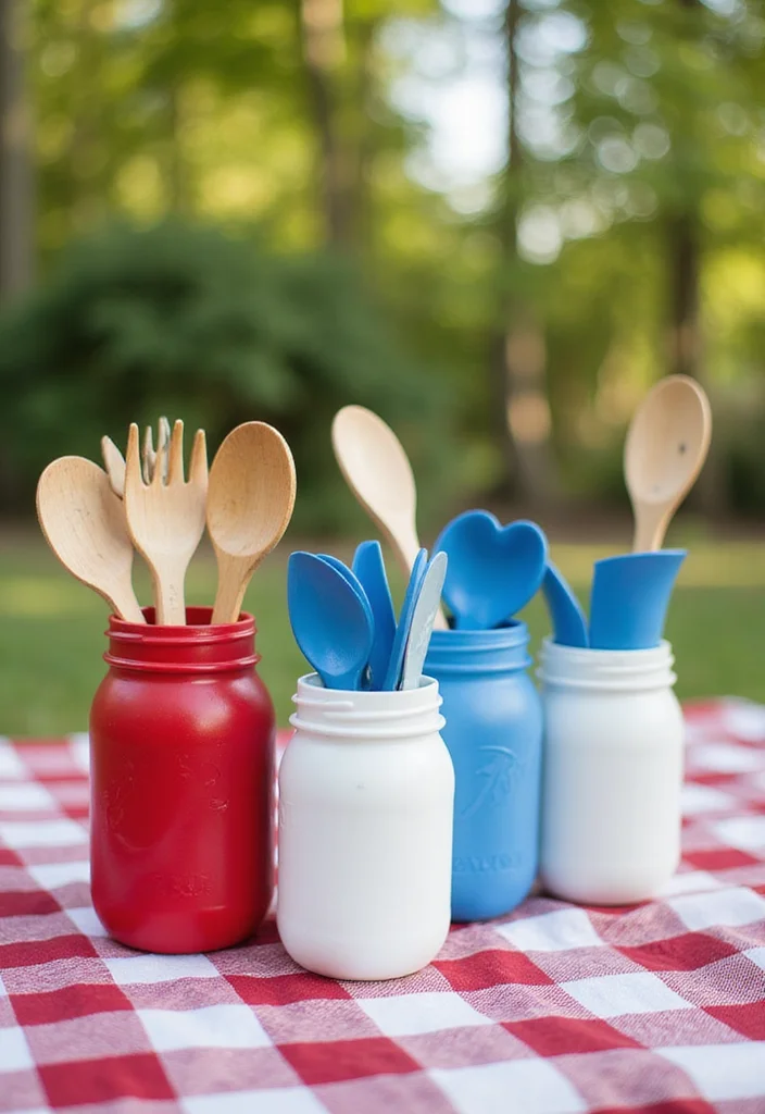 4th of July DIY Decor: A Patriotic Guide with 19 Festive Styling Inspirations - 17. Colorful Picnic Utensil Holders