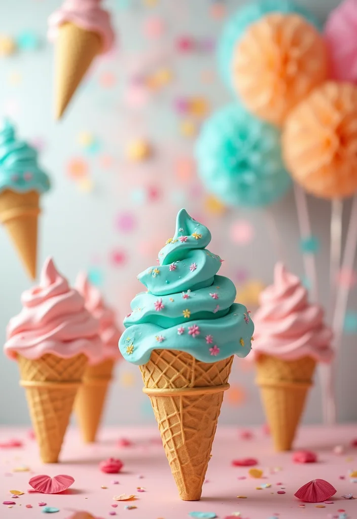 4th of July DIY Decor: A Patriotic Guide with 19 Festive Styling Inspirations - 19. Creative Ice Cream Cone Decorations