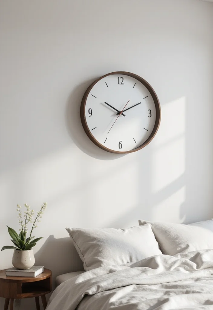 Aesthetic Wall Decor Bedroom DIY: A Minimalist Guide with 18 Elegant Inspirations - 18. Minimalist Wall Clock