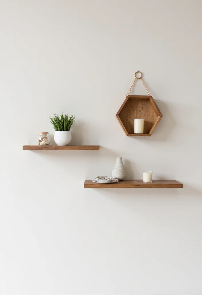 Aesthetic Wall Decor Bedroom DIY: A Minimalist Guide with 18 Elegant Inspirations - 4. Geometric Wall Shelves