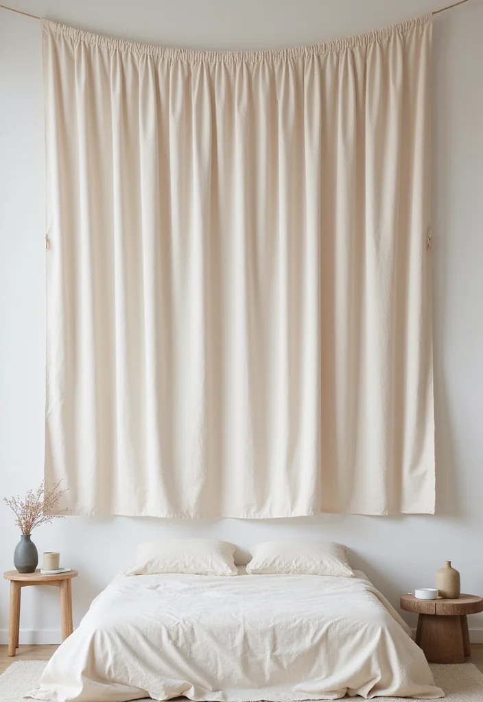 Aesthetic Wall Decor Bedroom DIY: A Minimalist Guide with 18 Elegant Inspirations - 6. Soft Fabric Wall Hanging