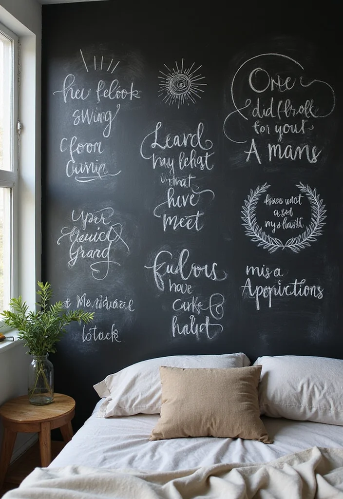 Aesthetic Wall Decor Bedroom DIY: A Minimalist Guide with 18 Elegant Inspirations - 7. Chalkboard Wall Art
