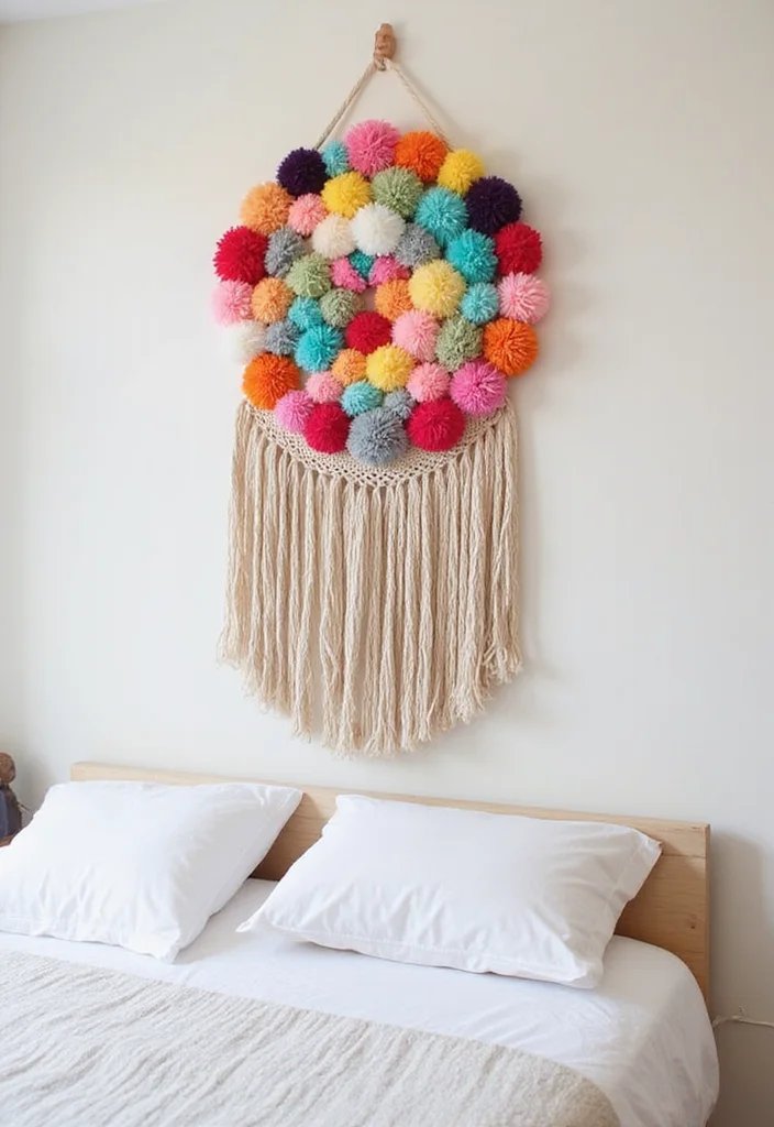Bedroom Wall Decor Ideas DIY: A Modern Guide with 18 Chic Concepts - 11. DIY Pom-Pom Wall Hanging