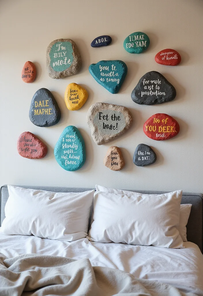 Bedroom Wall Decor Ideas DIY: A Modern Guide with 18 Chic Concepts - 13. Painted Rocks Wall Art
